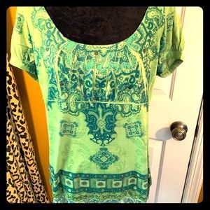 Boho tunic cap sleeve EUC